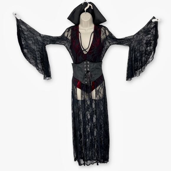 Yandy Wicked Vampire Costume NEW Long Lace Dress Corset High Collar Womens Sz M - Picture 1 of 14